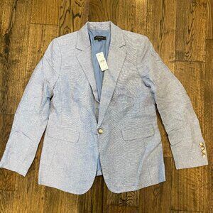 Ann Taylor Petite Light Blue Textured Weave Blazer Jacket Size 8P NWT